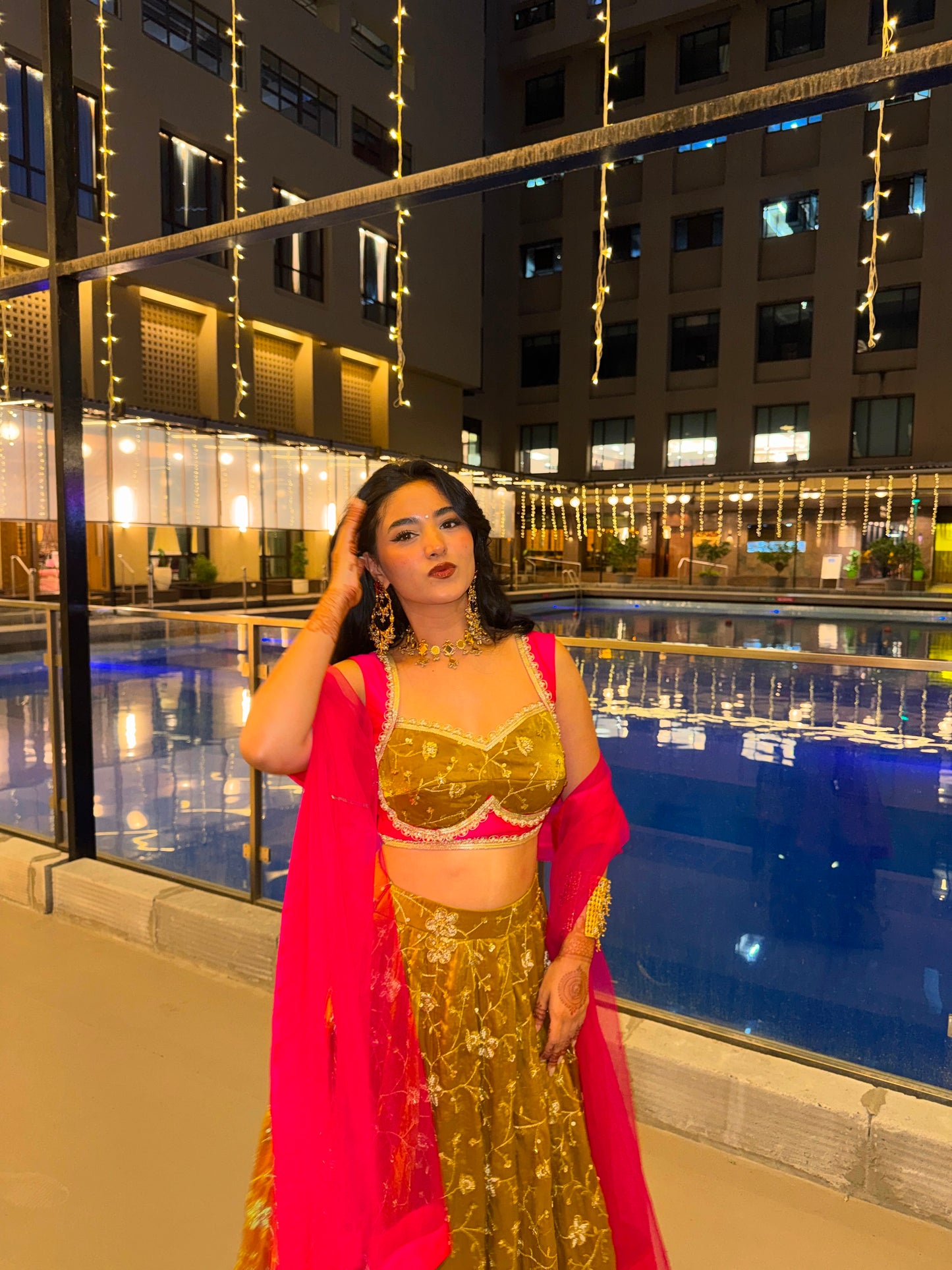 Antique Gold Embroidered Lehenga