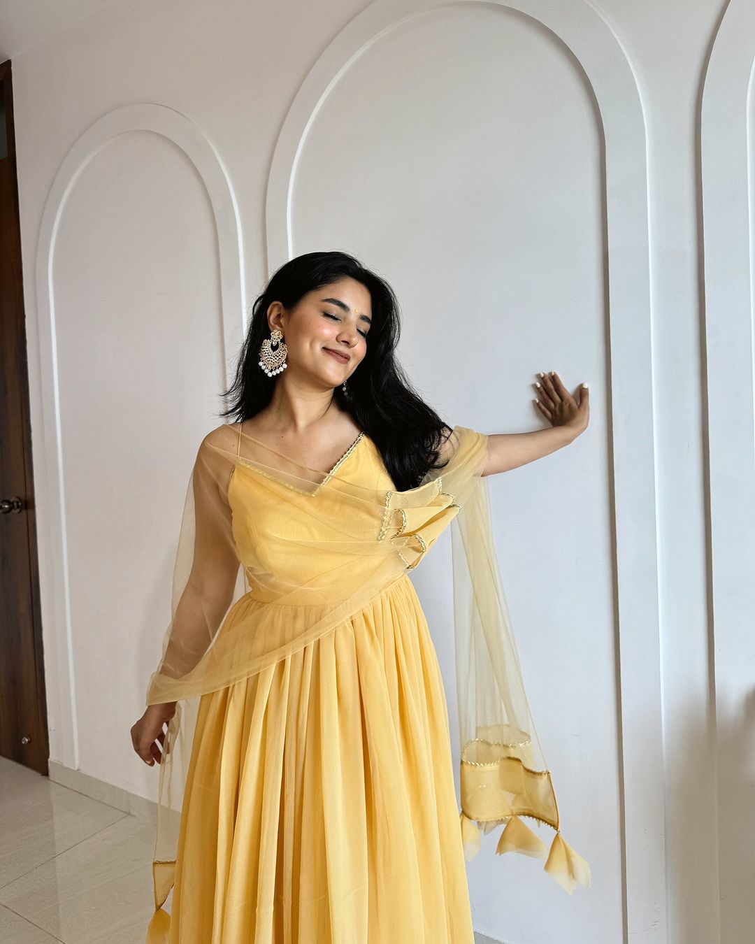 Baby Yellow Anarkali suit