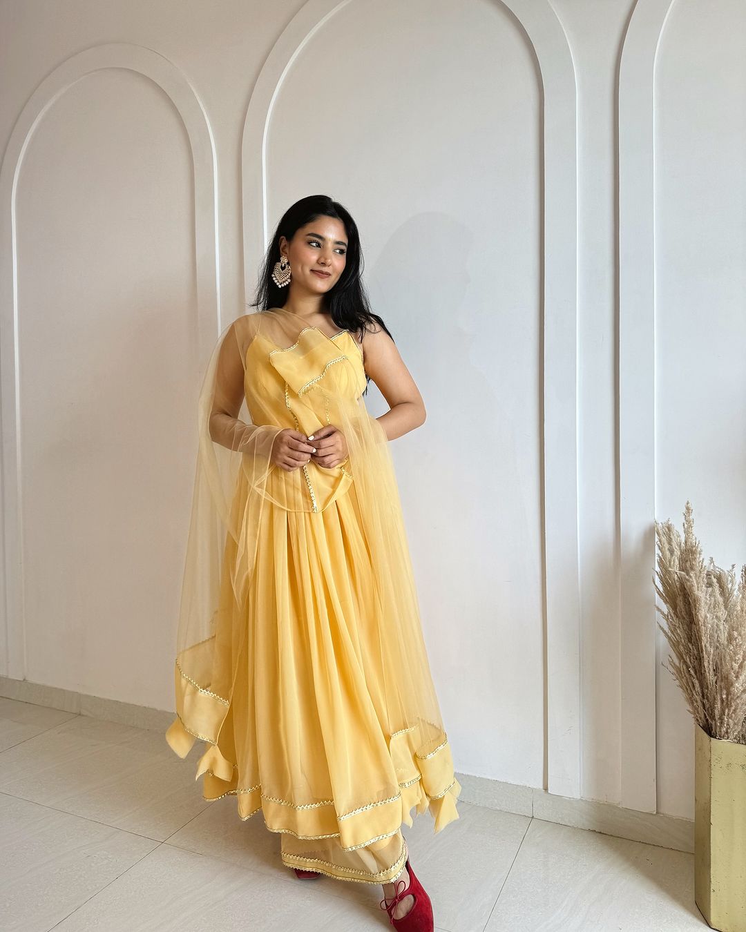 Baby Yellow Anarkali suit