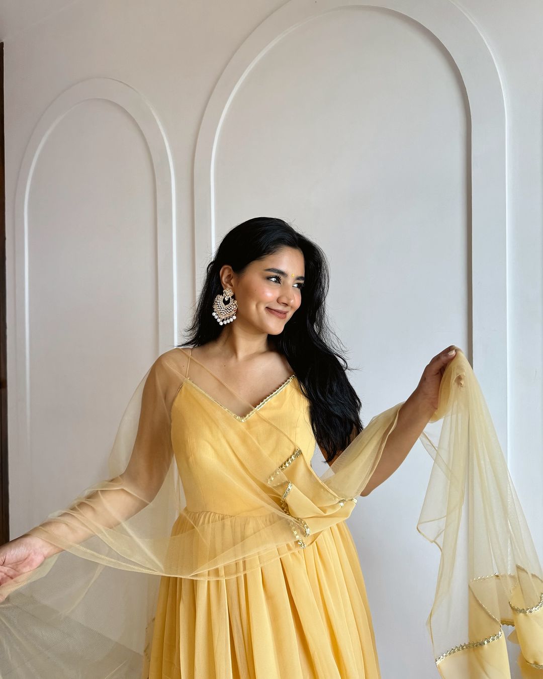 Baby Yellow Anarkali suit