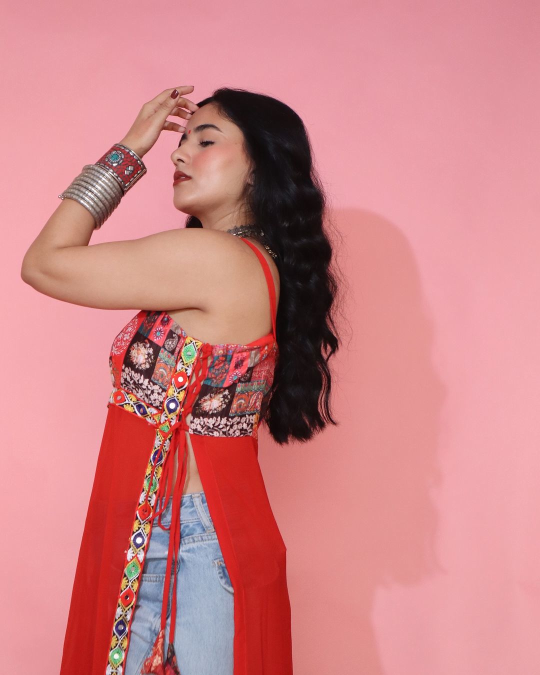 Navratri Red Mirror Kurta
