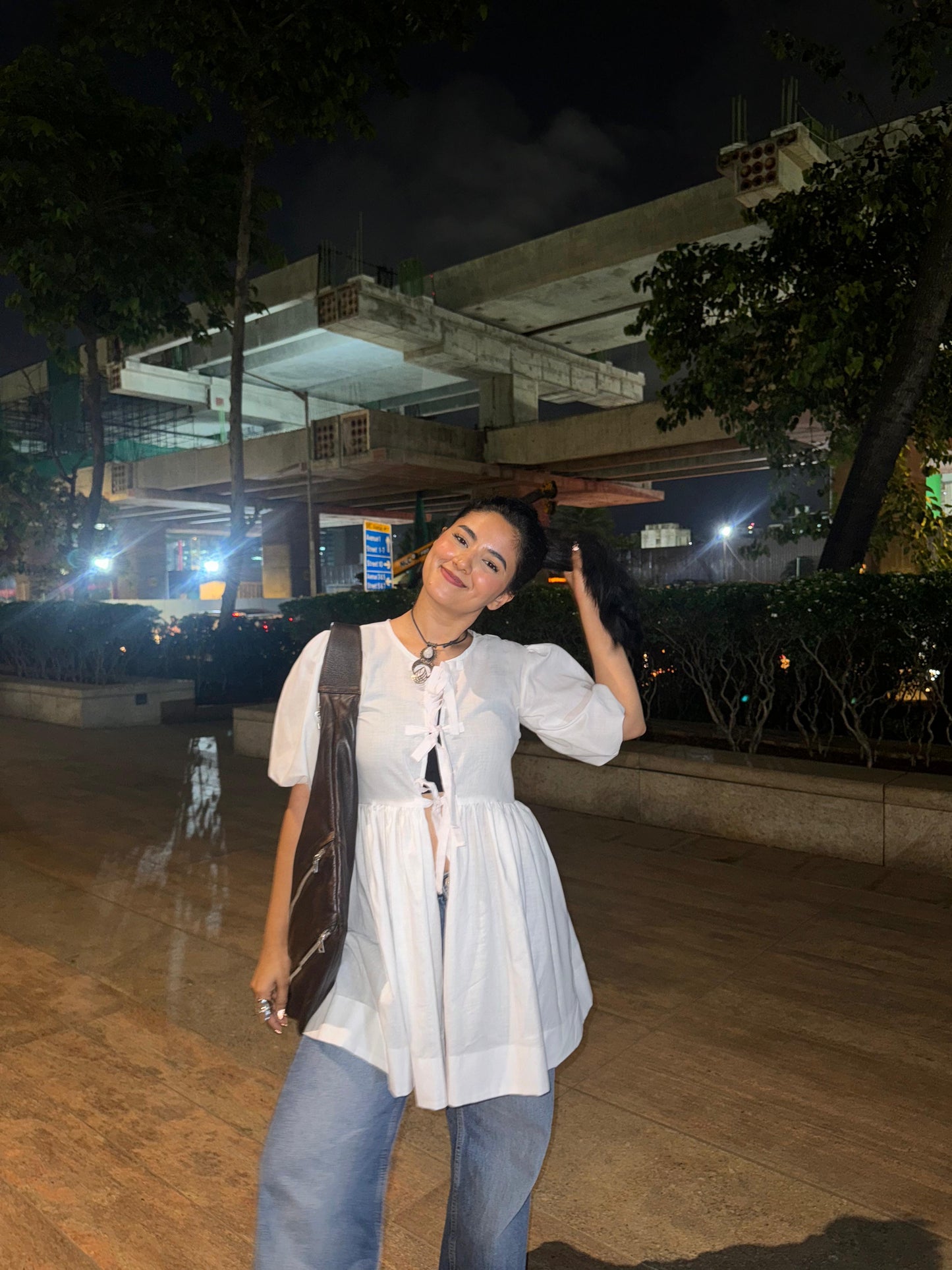 White Cotton Tie Top