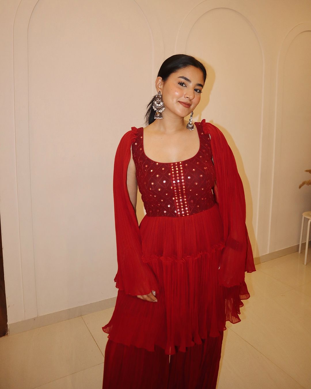 Deep Red with long sleeves