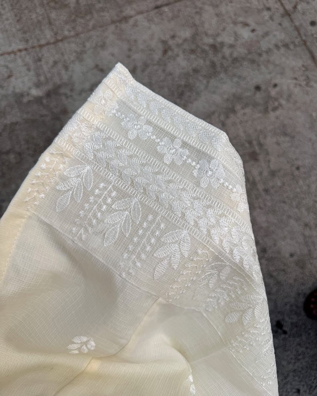 Cream Colored floral embroidery