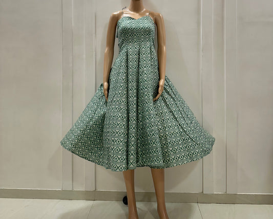 Emerald Ethnic Flare Dress