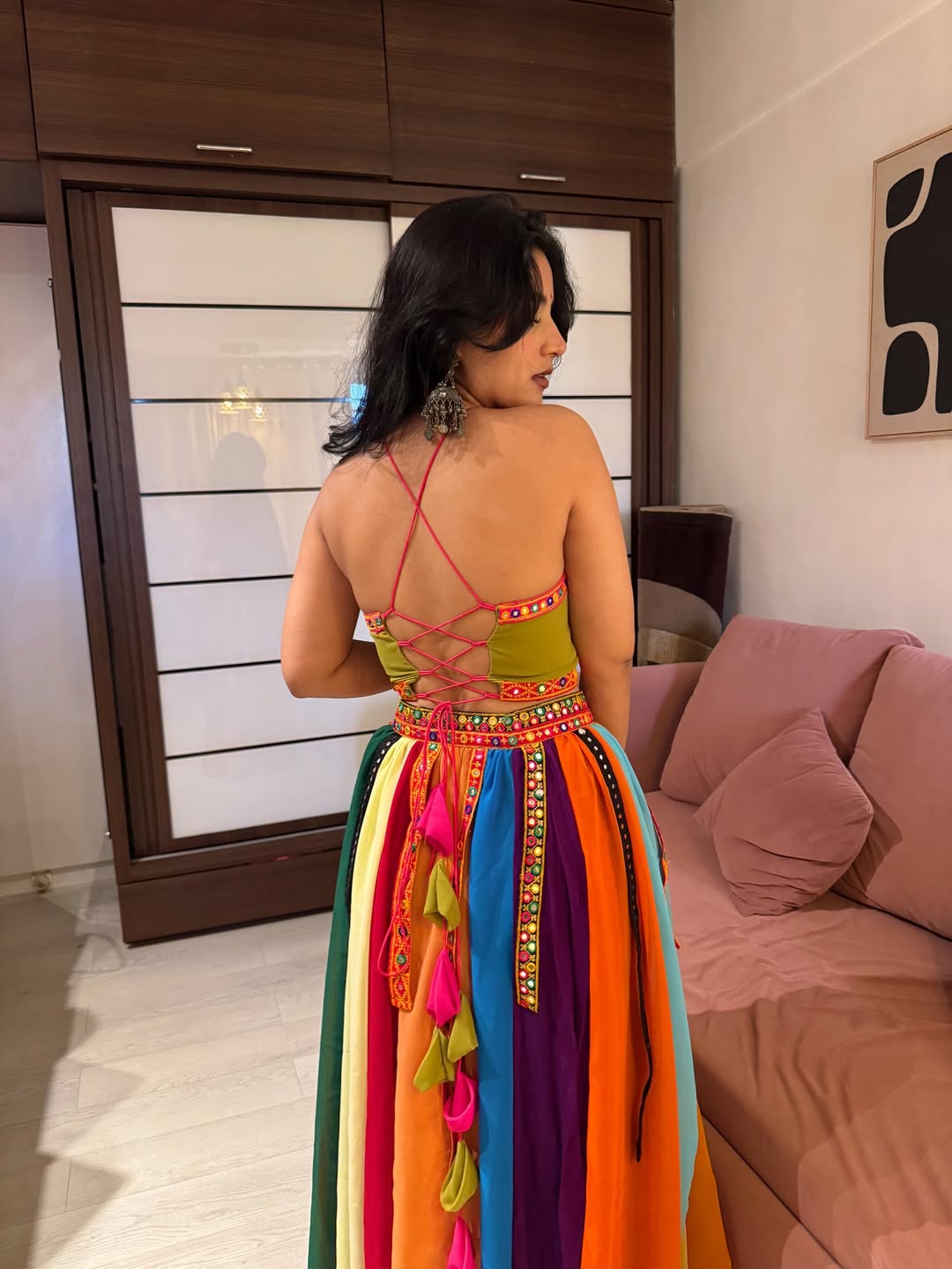 Gulaabi Hari Lehenga