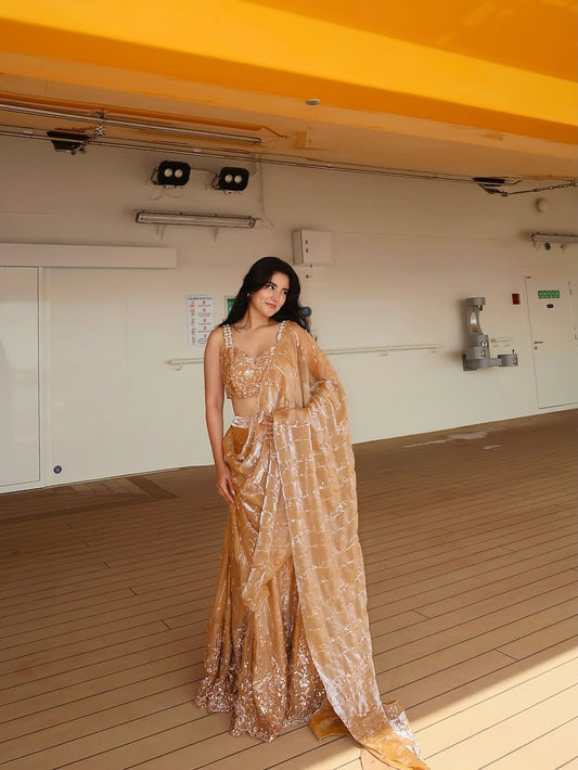 Champagne Glow Saree Set
