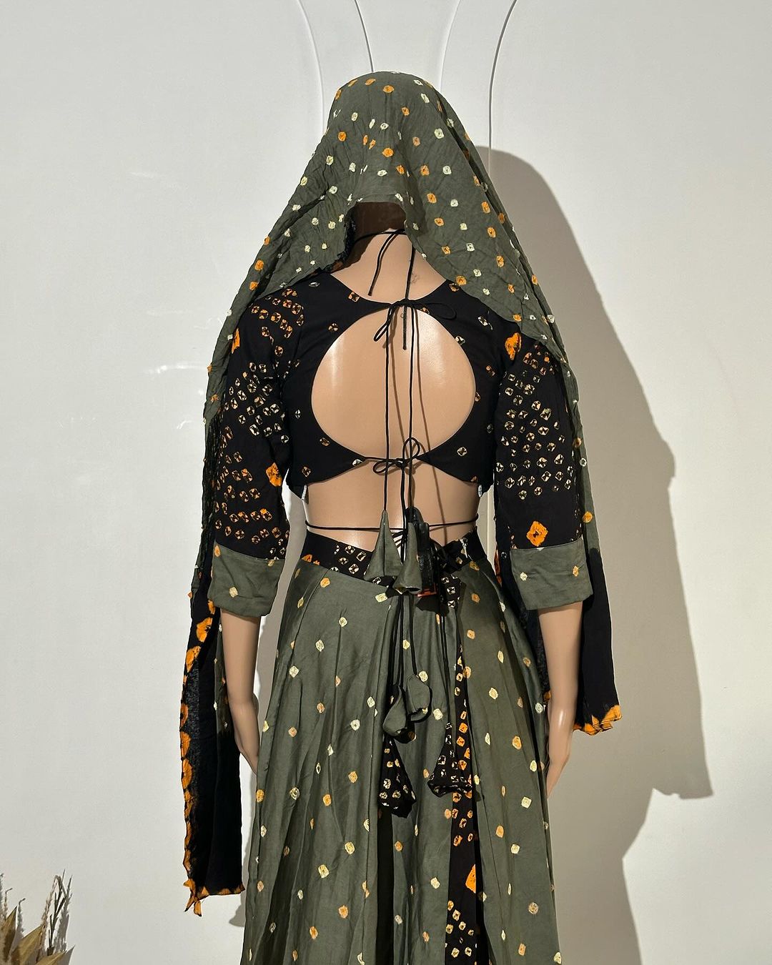 Our Grey-Orange Bandhani