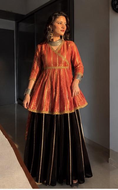 Orange Angrakha with Plazzo