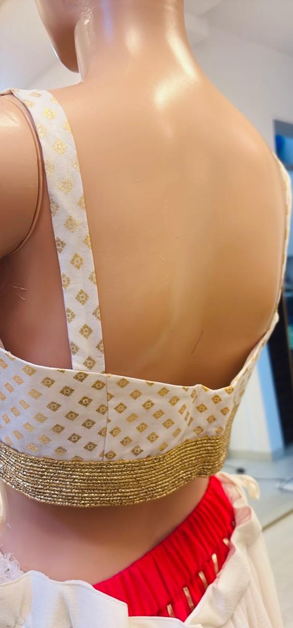 White & Golden Blouse (Only Blouse)
