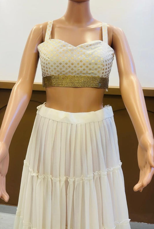 White & Golden Blouse (Only Blouse)