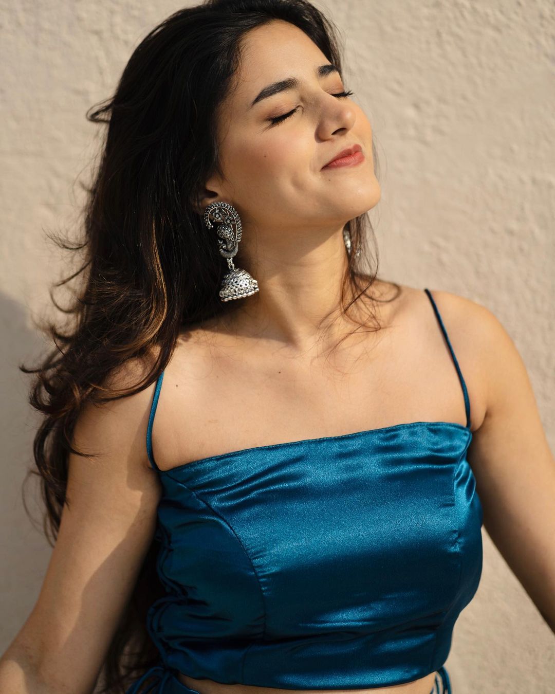 Turquoise Satin Two Piece Lehenga Set | Ethnic Party Wear