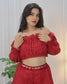 Red Crop top plazzo