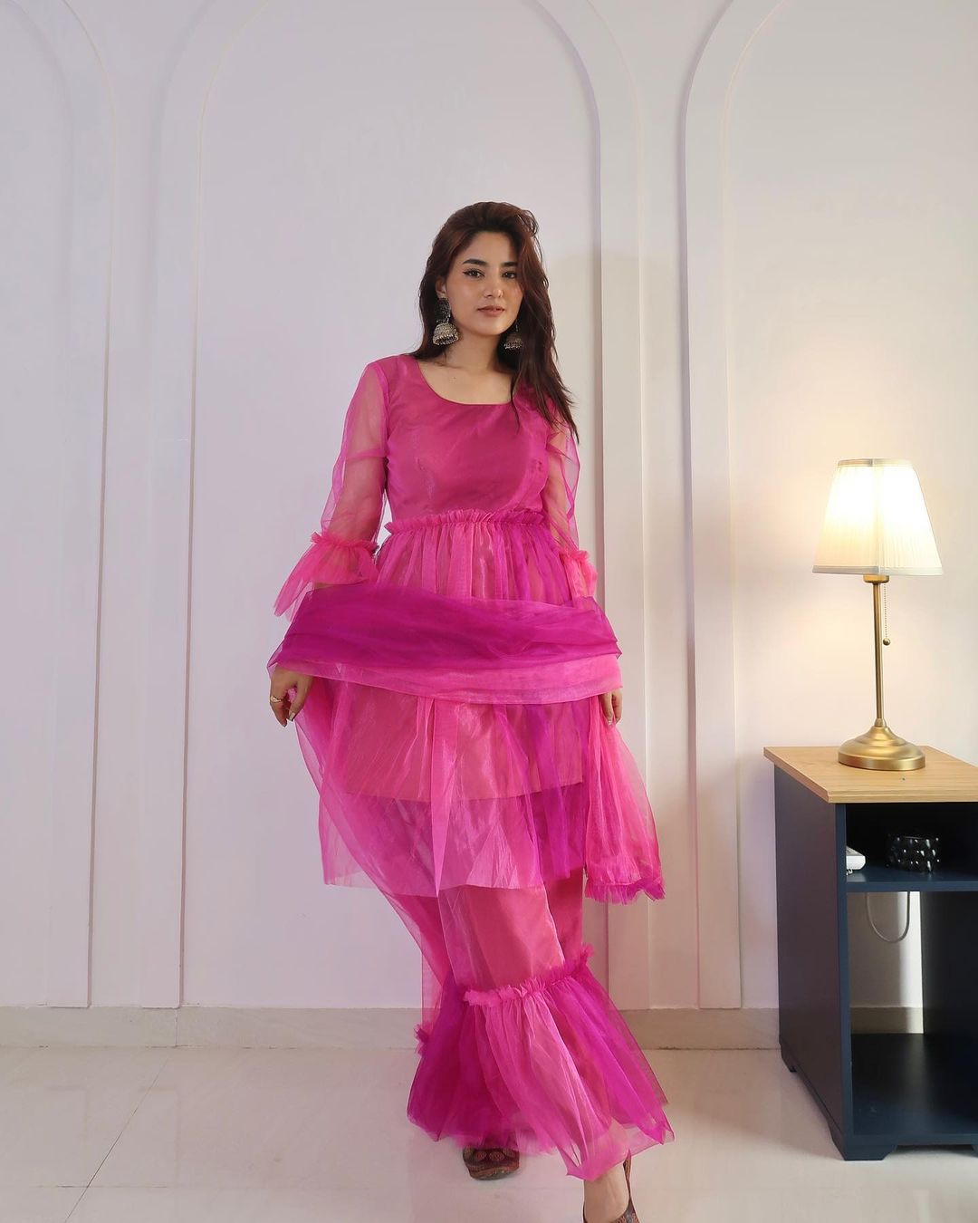 Pink Ruffled Suit Ruffle pink suit – Label Tasos