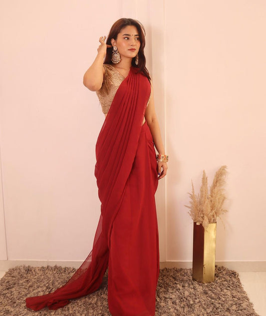 Red ready to wear saree