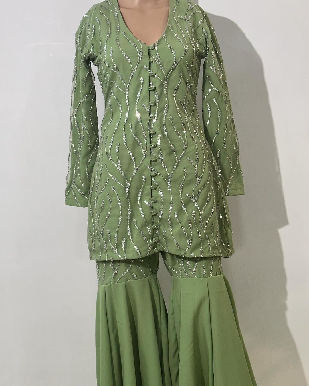 Pastel Green Work Sharara