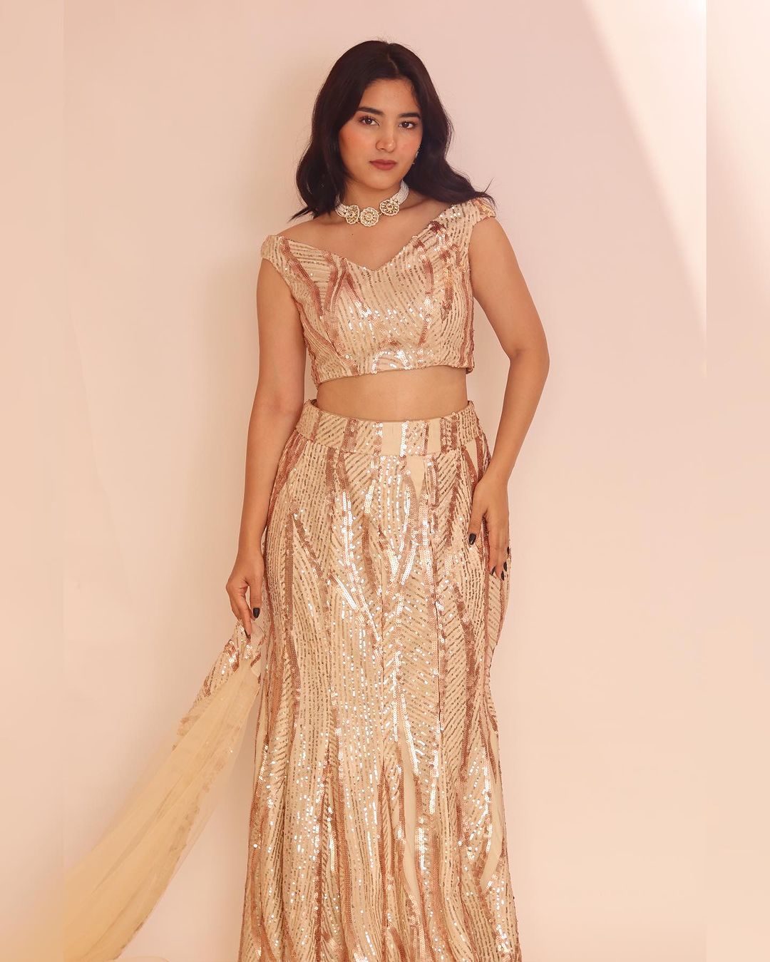 Mermaid golden lehenga