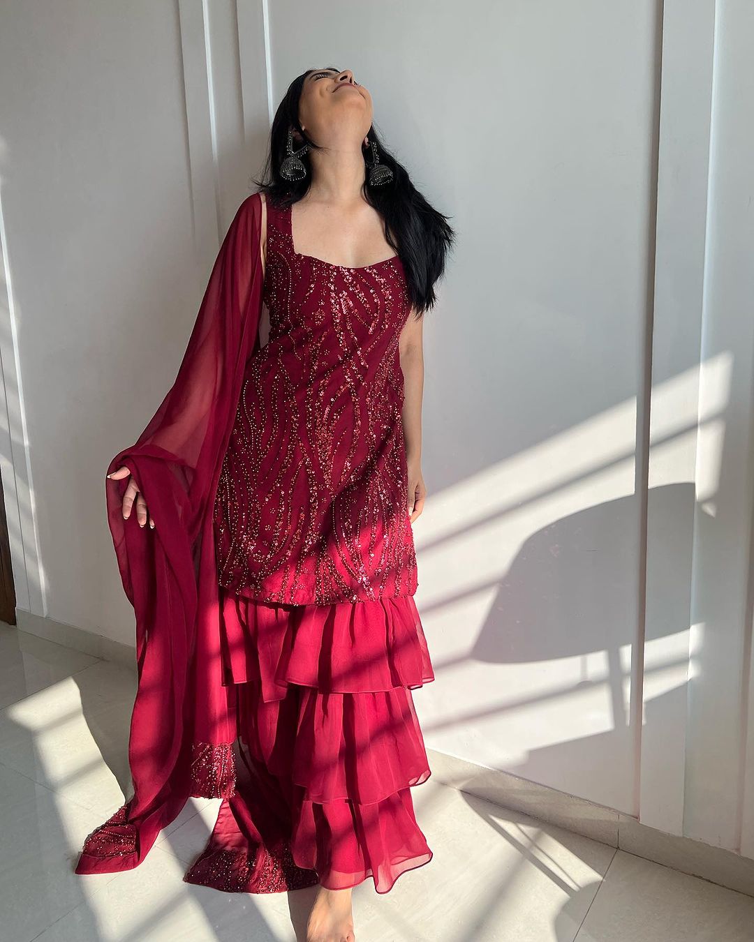 3 Frill Laal sharara set