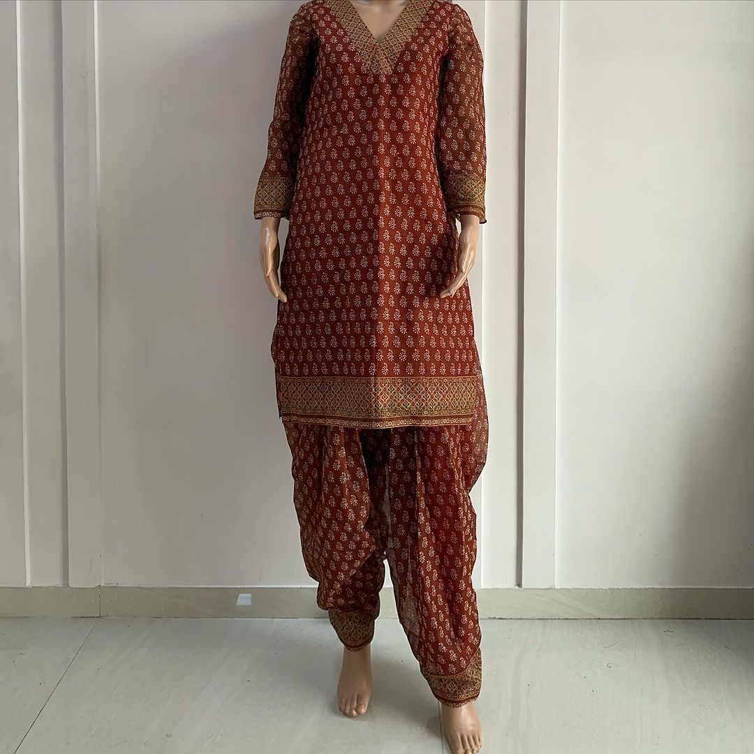 Brown Printed Cotton Set