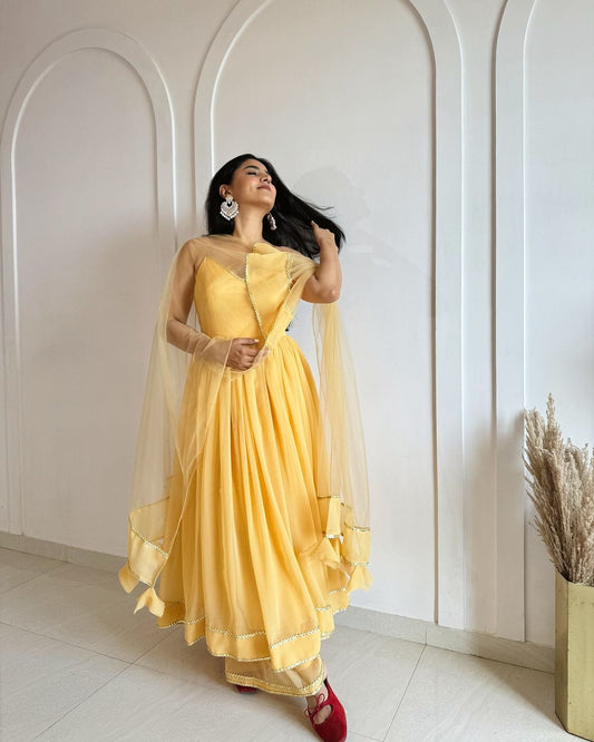 Baby Yellow Anarkali suit