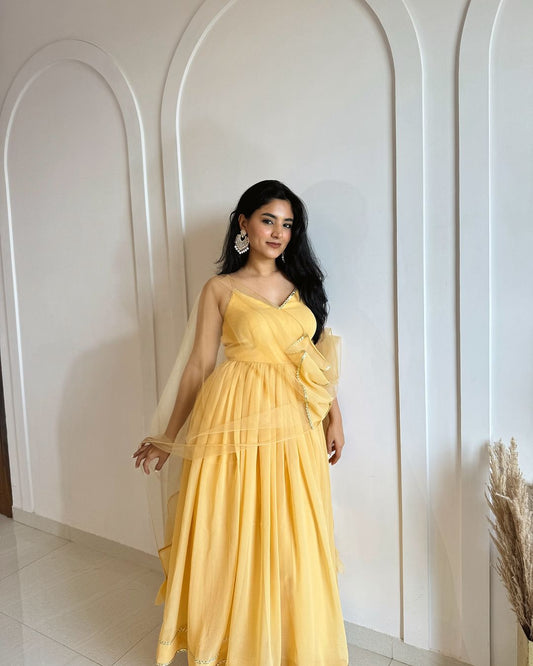 Baby Yellow Anarkali suit