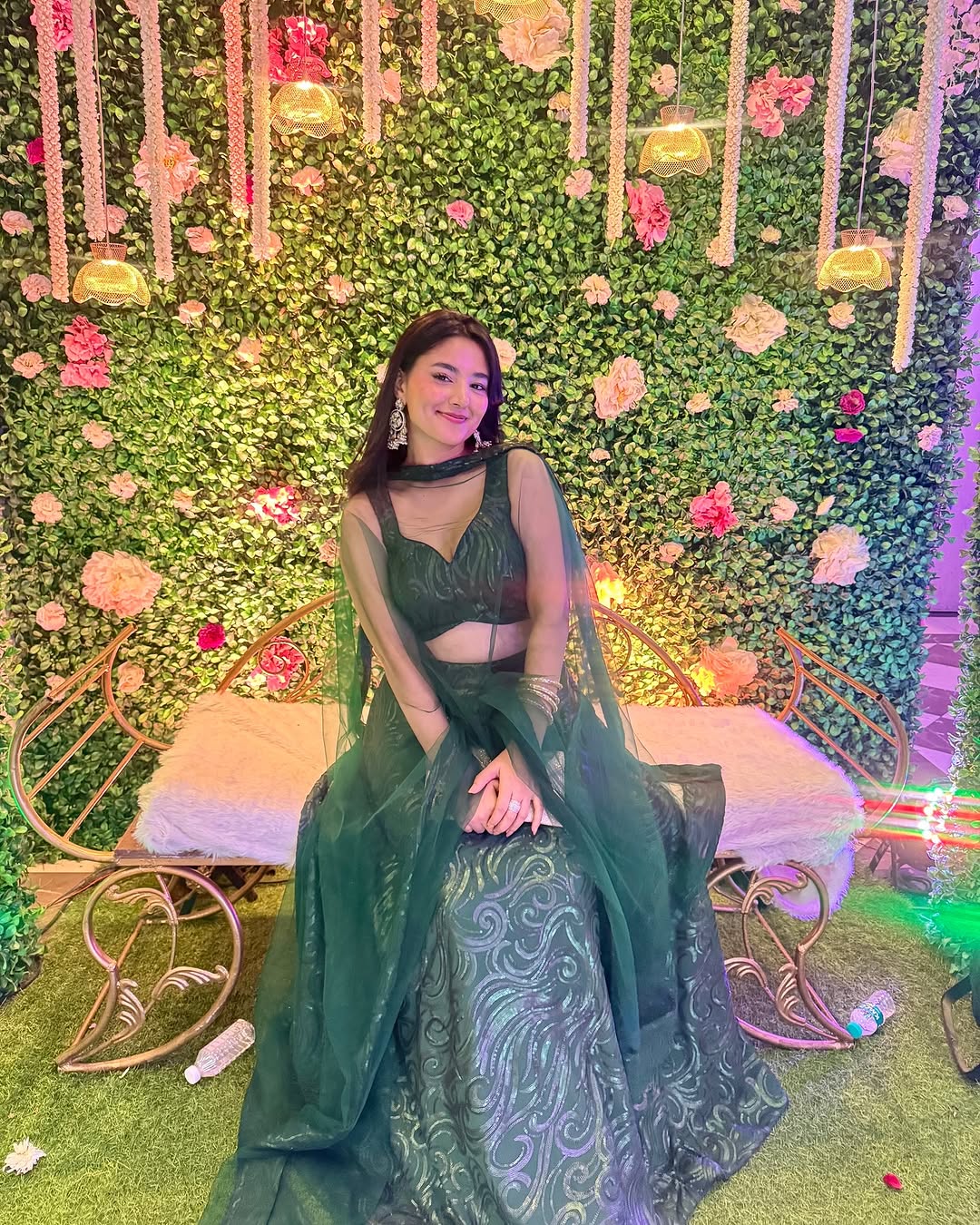 Green matte lehenga