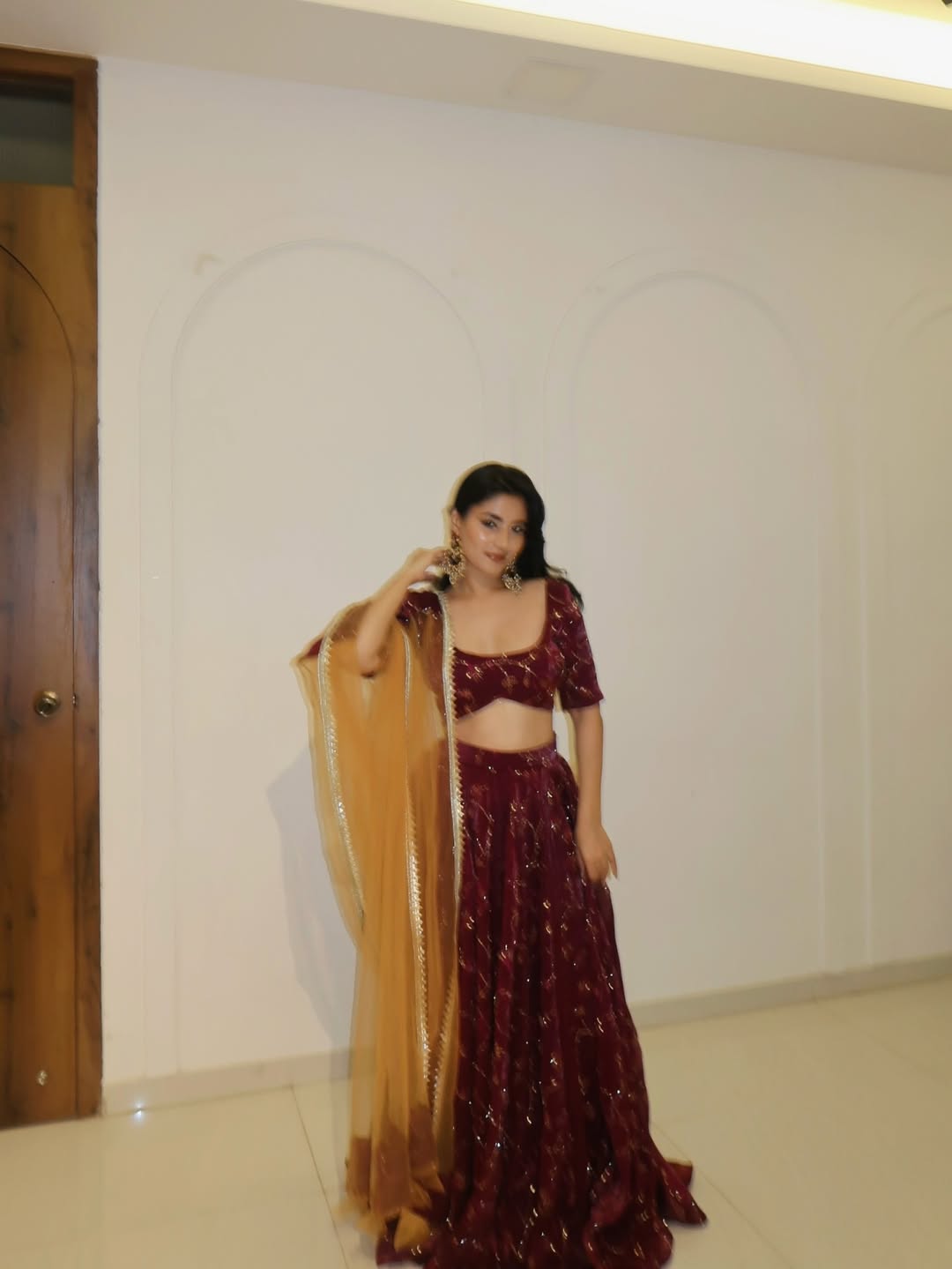 Gulnaar Wine Lehenga Set