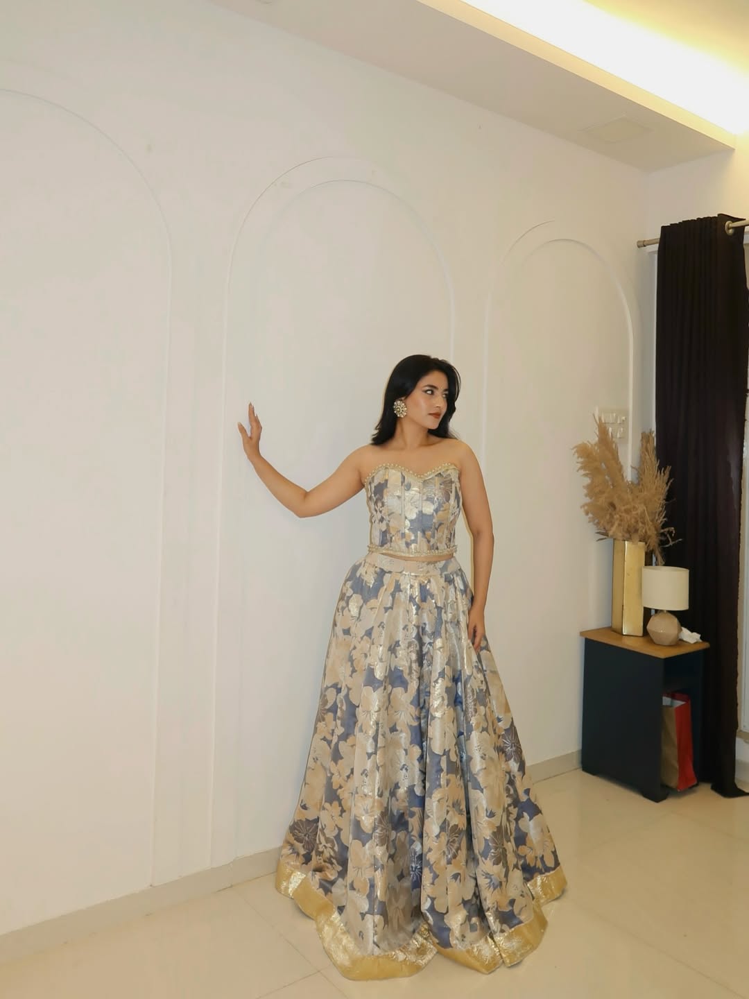 Moonlight Blue Bloom Corset Lehenga