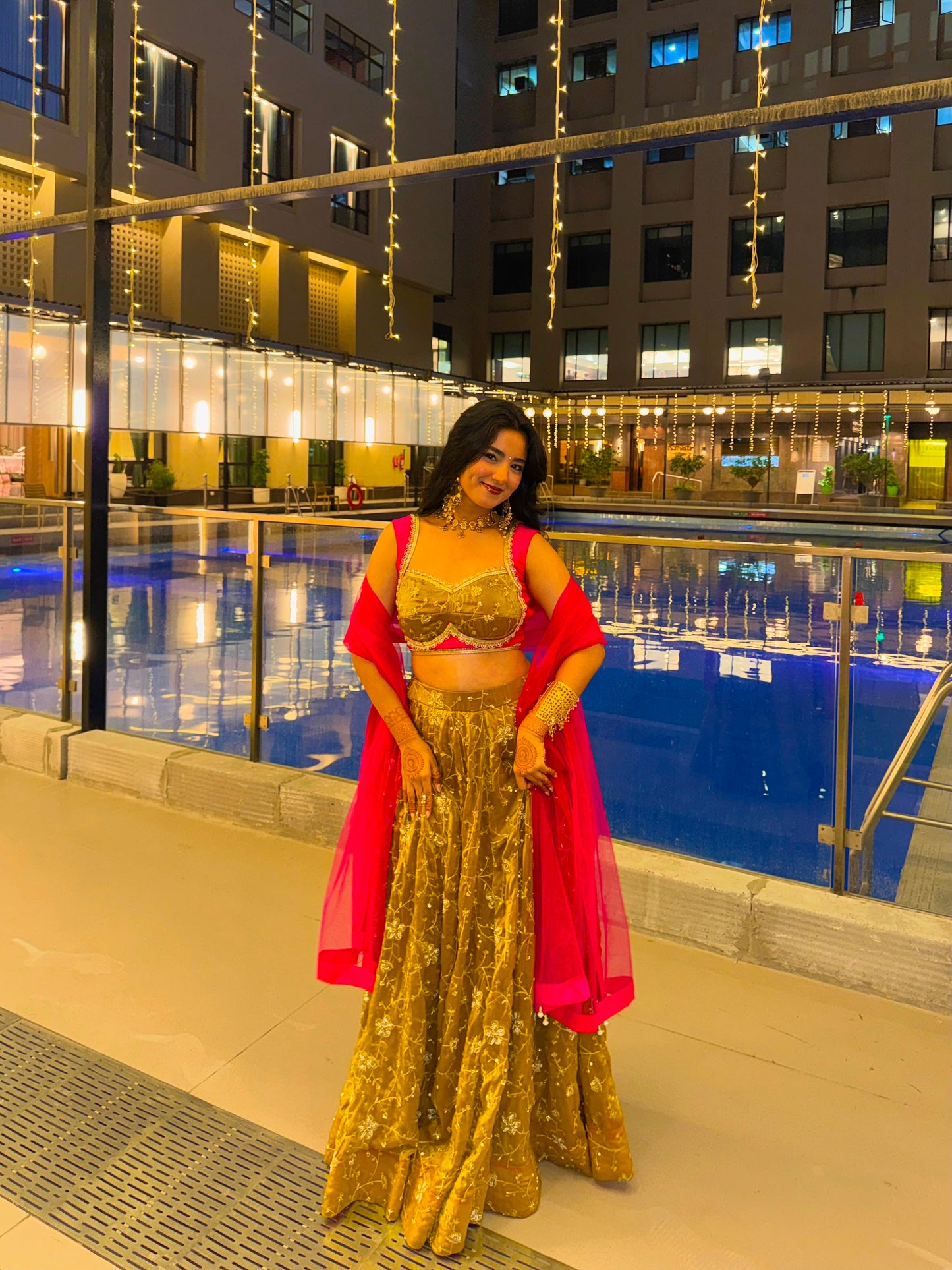 Antique Gold Embroidered Lehenga