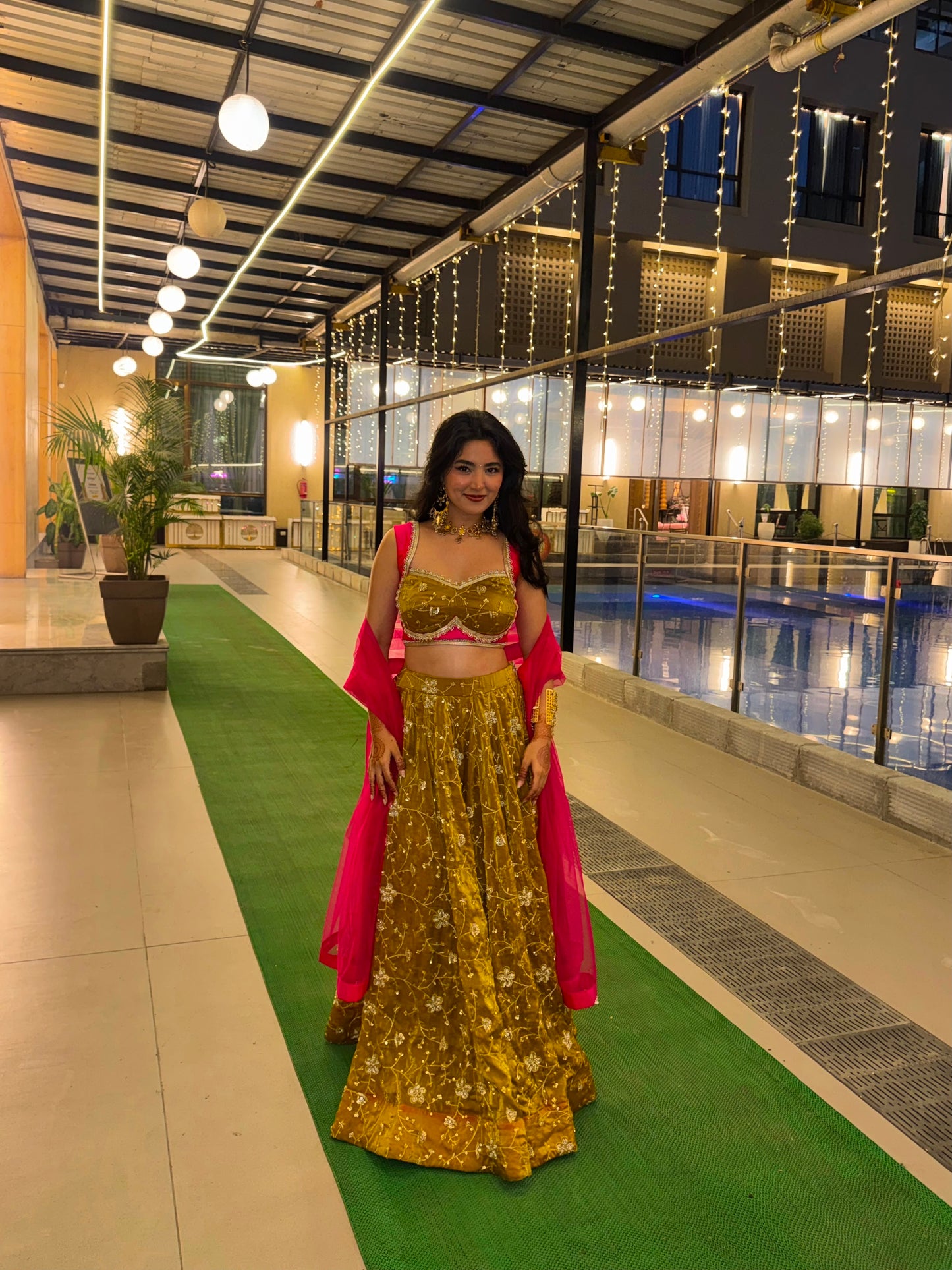 Antique Gold Embroidered Lehenga
