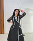 Black georgette suit with cotton lace