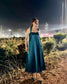 Midnight Teal Satin Slip Dress