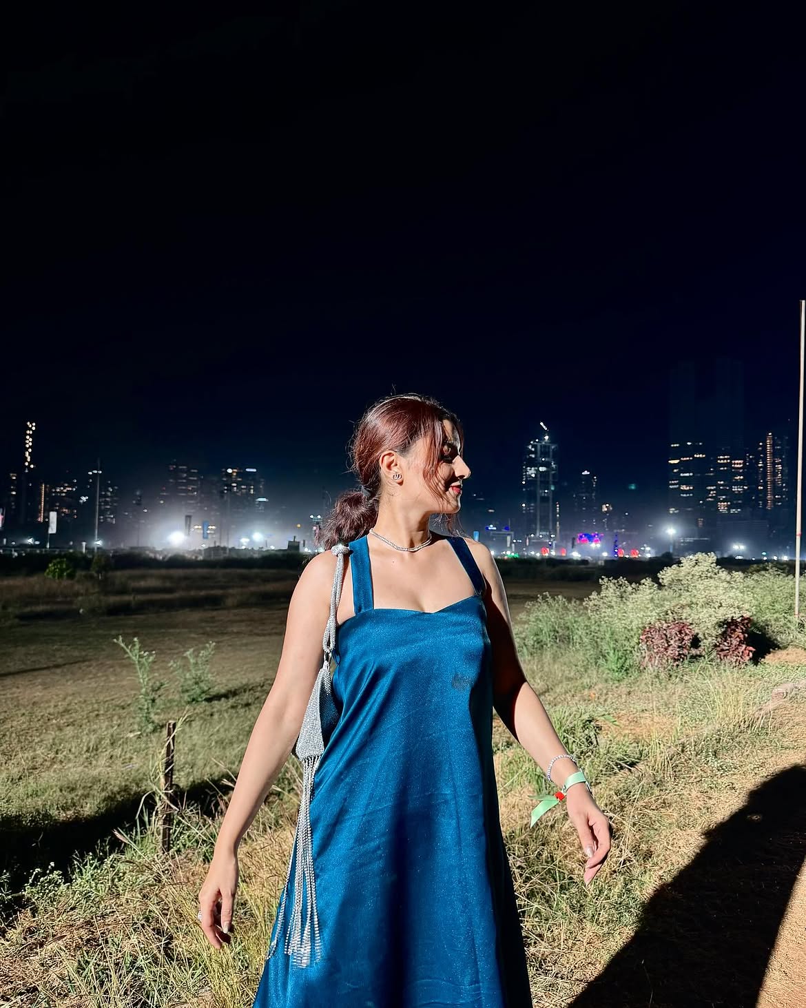 Midnight Teal Satin Slip Dress