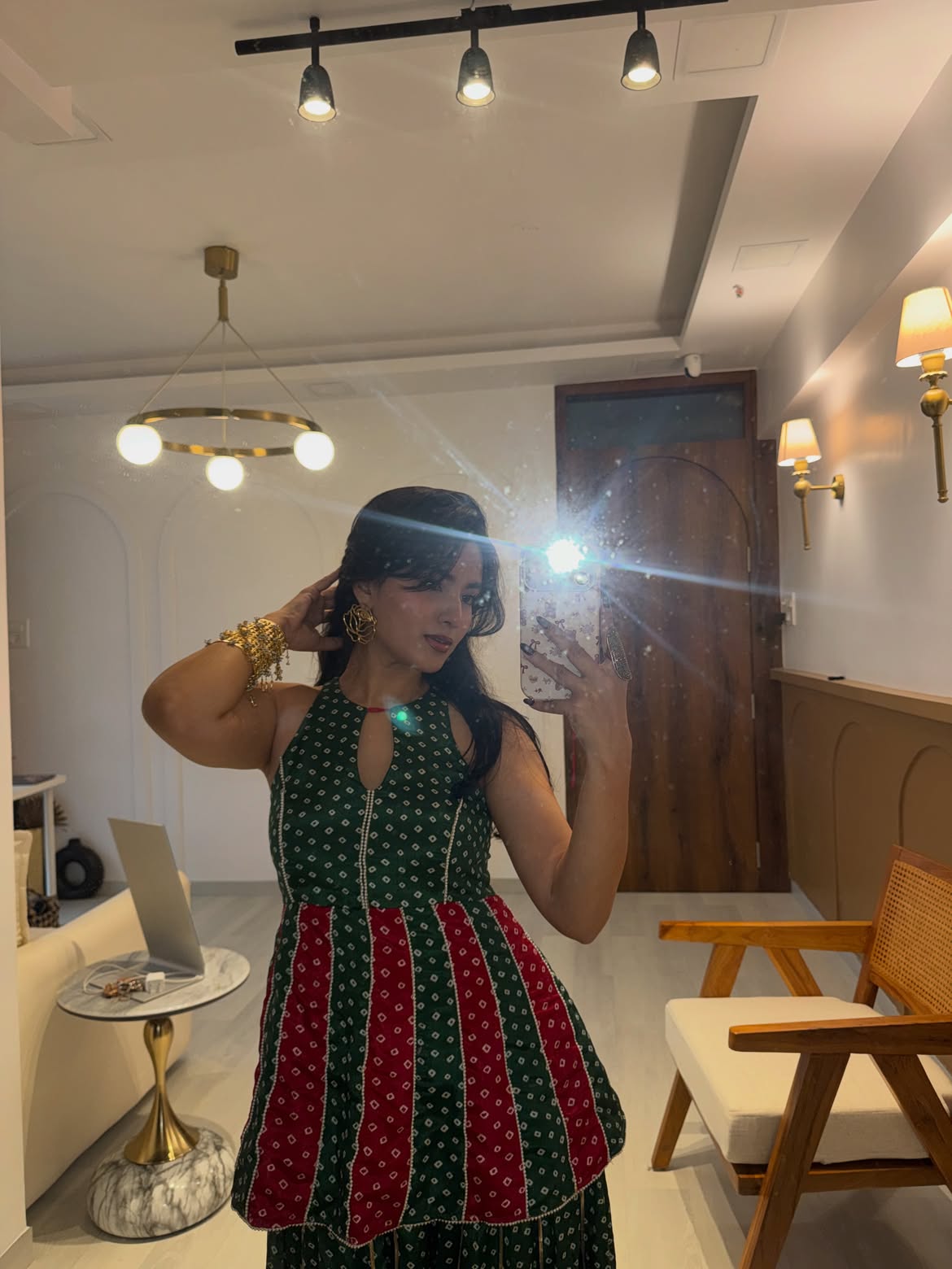 Mehreen Bandhani Tiered Dress
