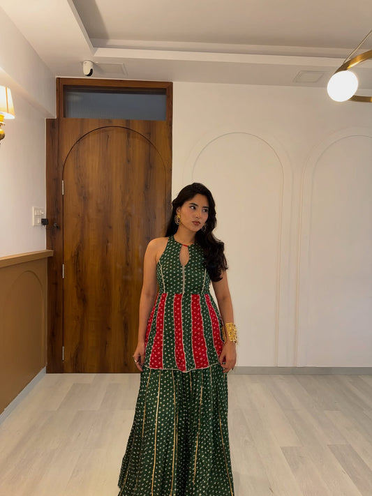 Mehreen Bandhani Tiered Dress