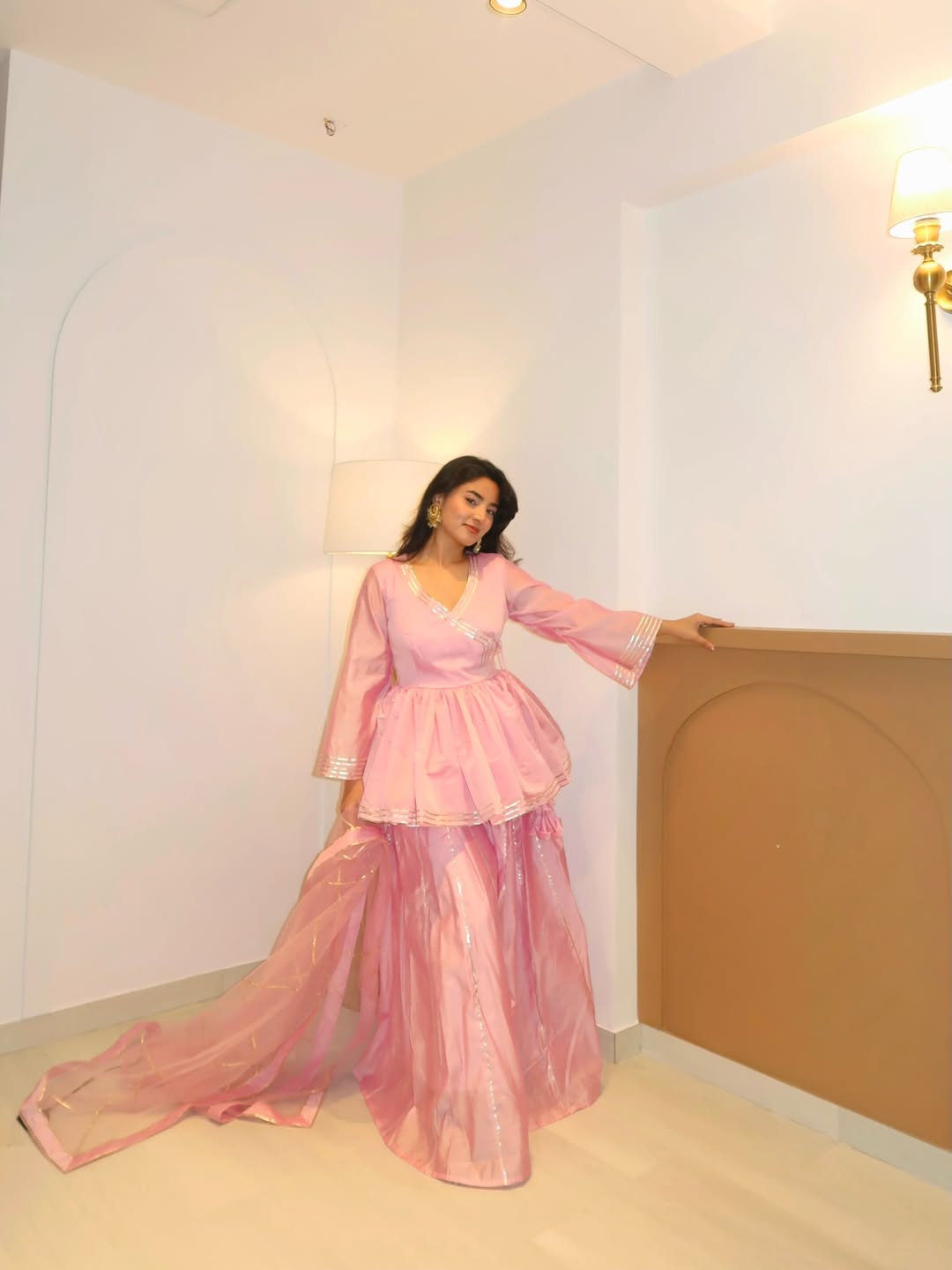 Rosy Pearl Peplum Ensemble