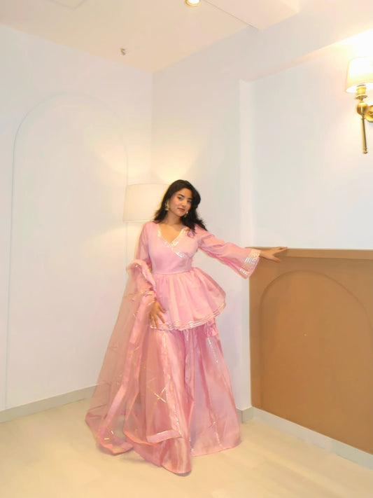 Rosy Pearl Peplum Ensemble