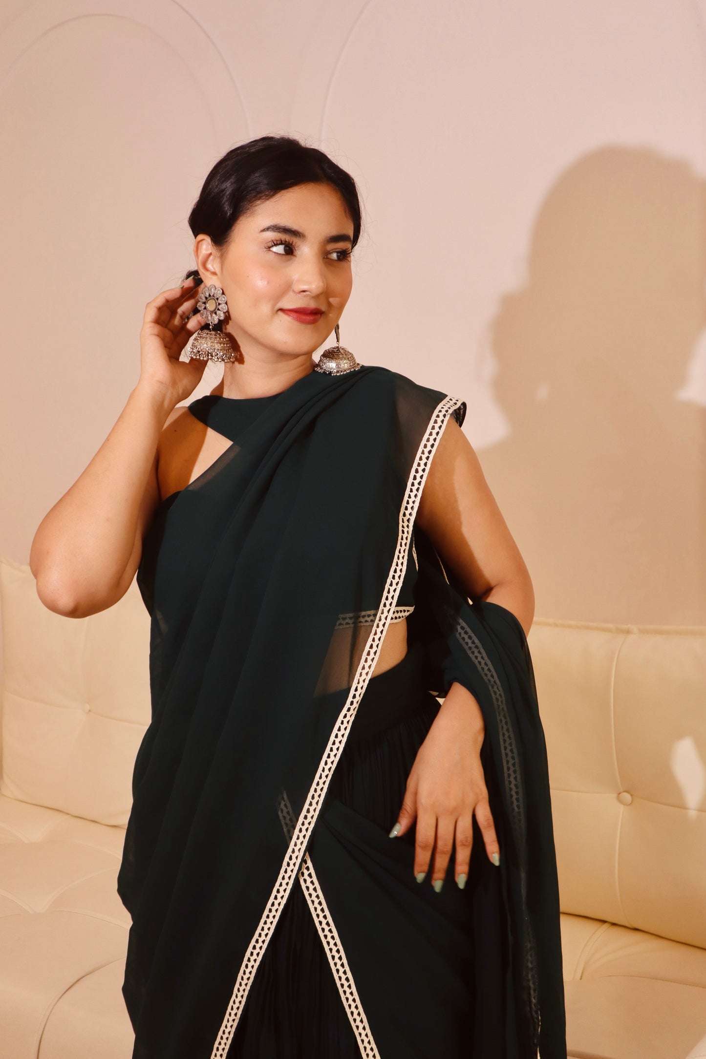 Emerald Green Ready -to- wear Saree