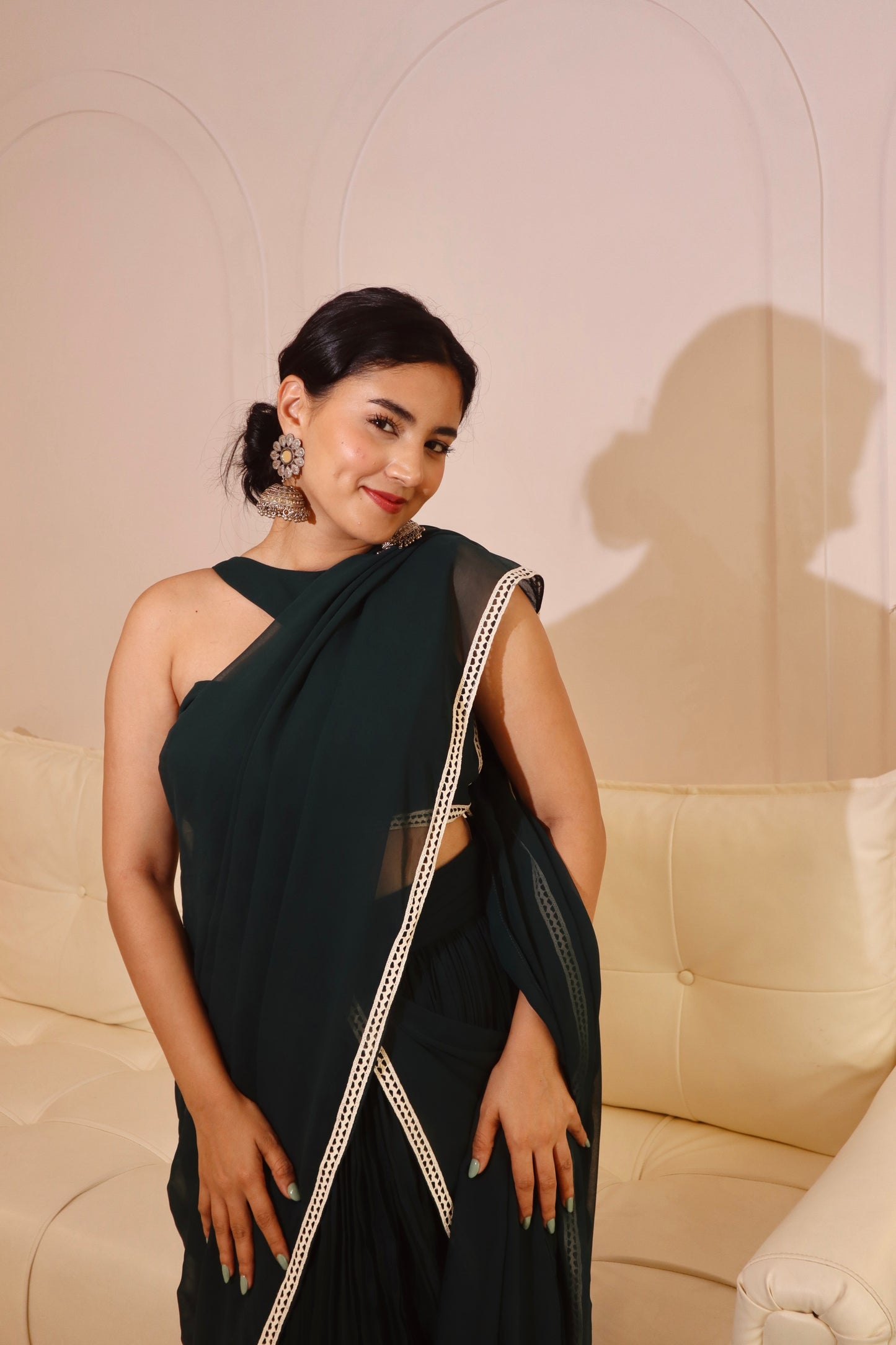 Emerald Green Ready -to- wear Saree