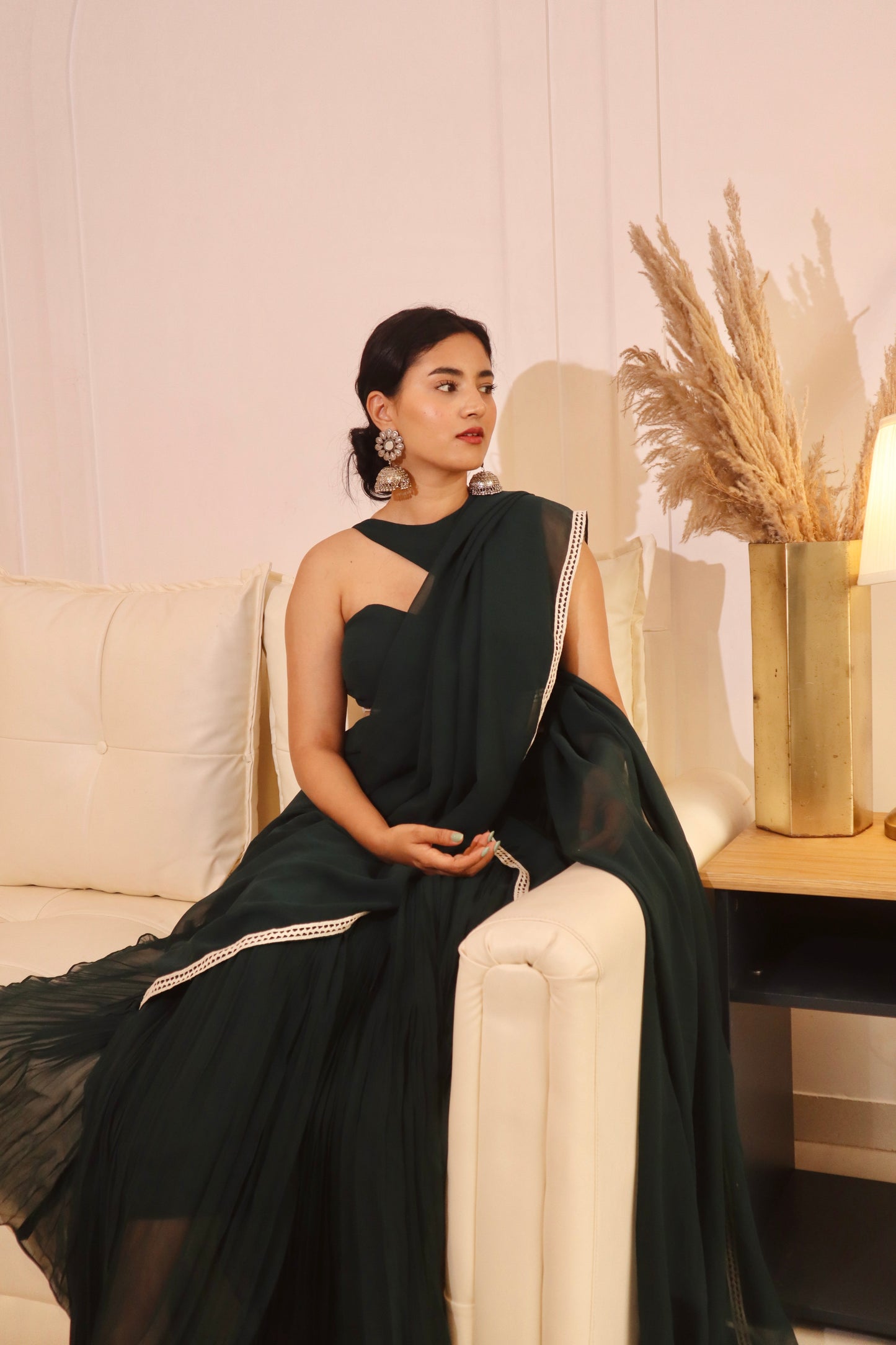 Emerald Green Ready -to- wear Saree