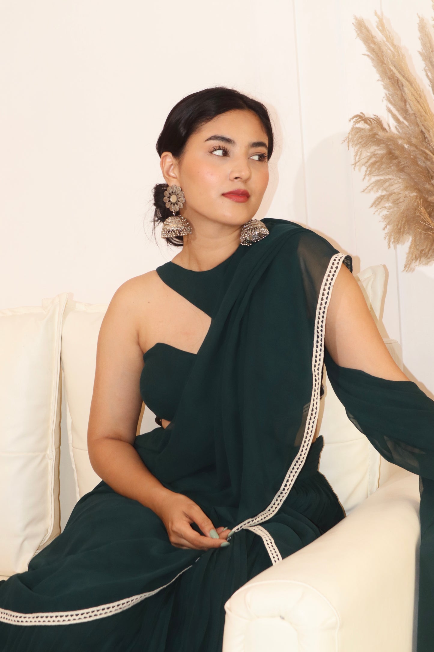 Emerald Green Ready -to- wear Saree