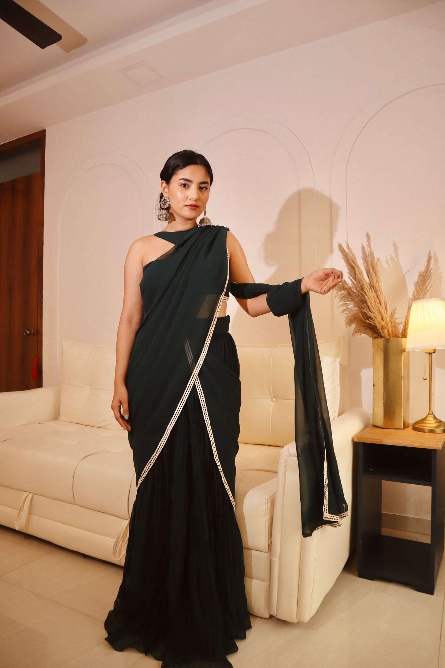 Emerald Green Ready -to- wear Saree