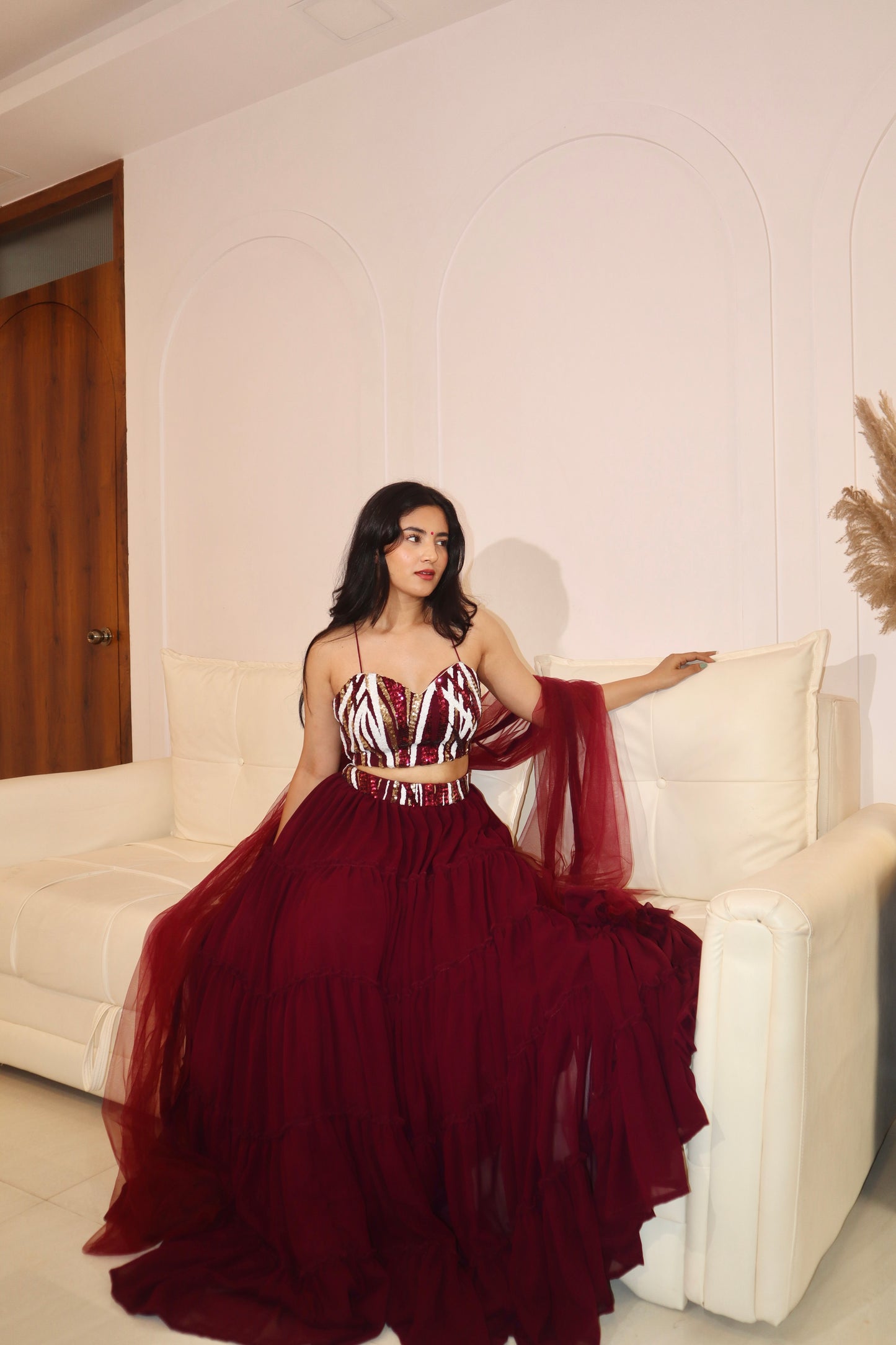 Wine red lehenga