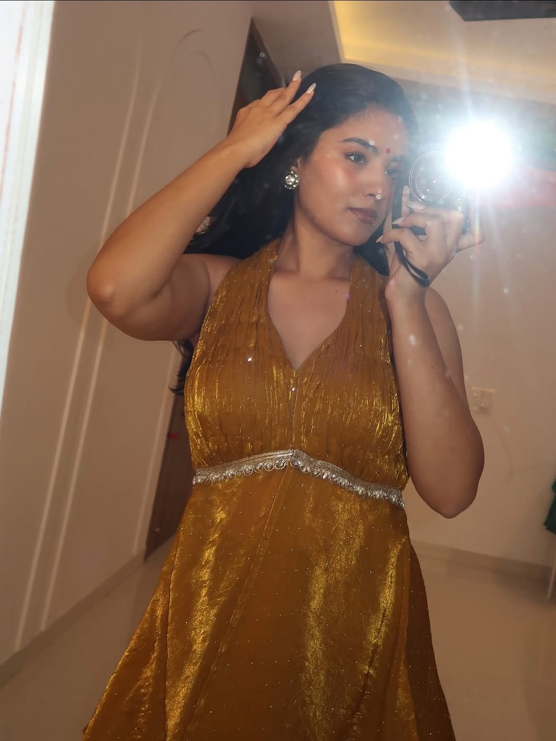 Golden Aura Peplum Sharara Set