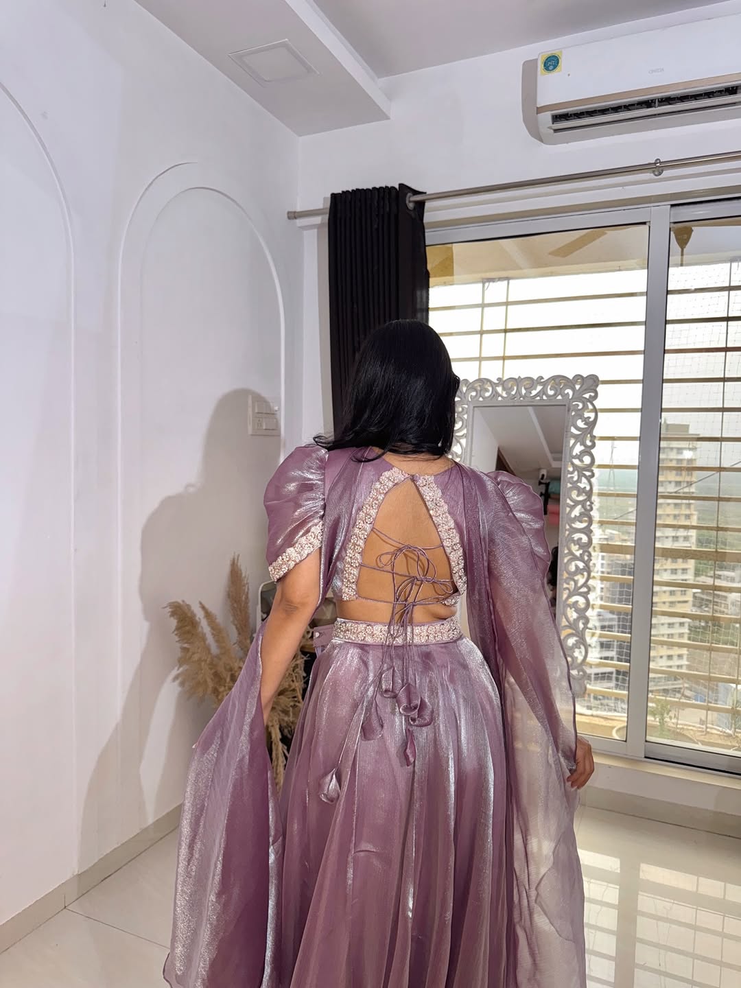 Metallic Lilac Lustre Lehenga