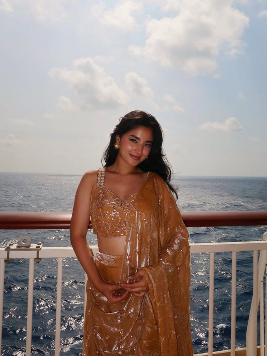 Champagne Glow Saree Set