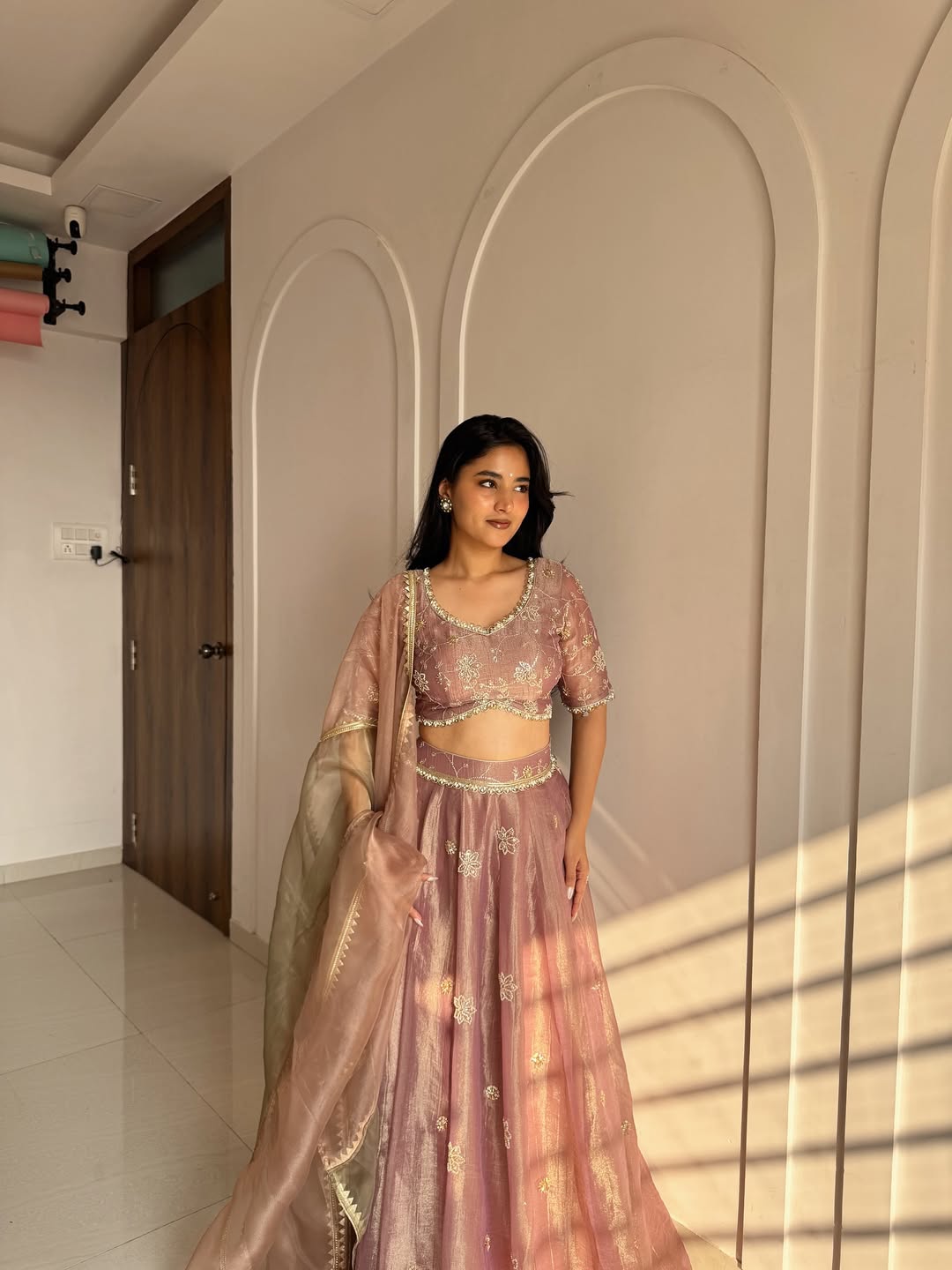 Dusty Rose Sheer Glow Lehenga Set