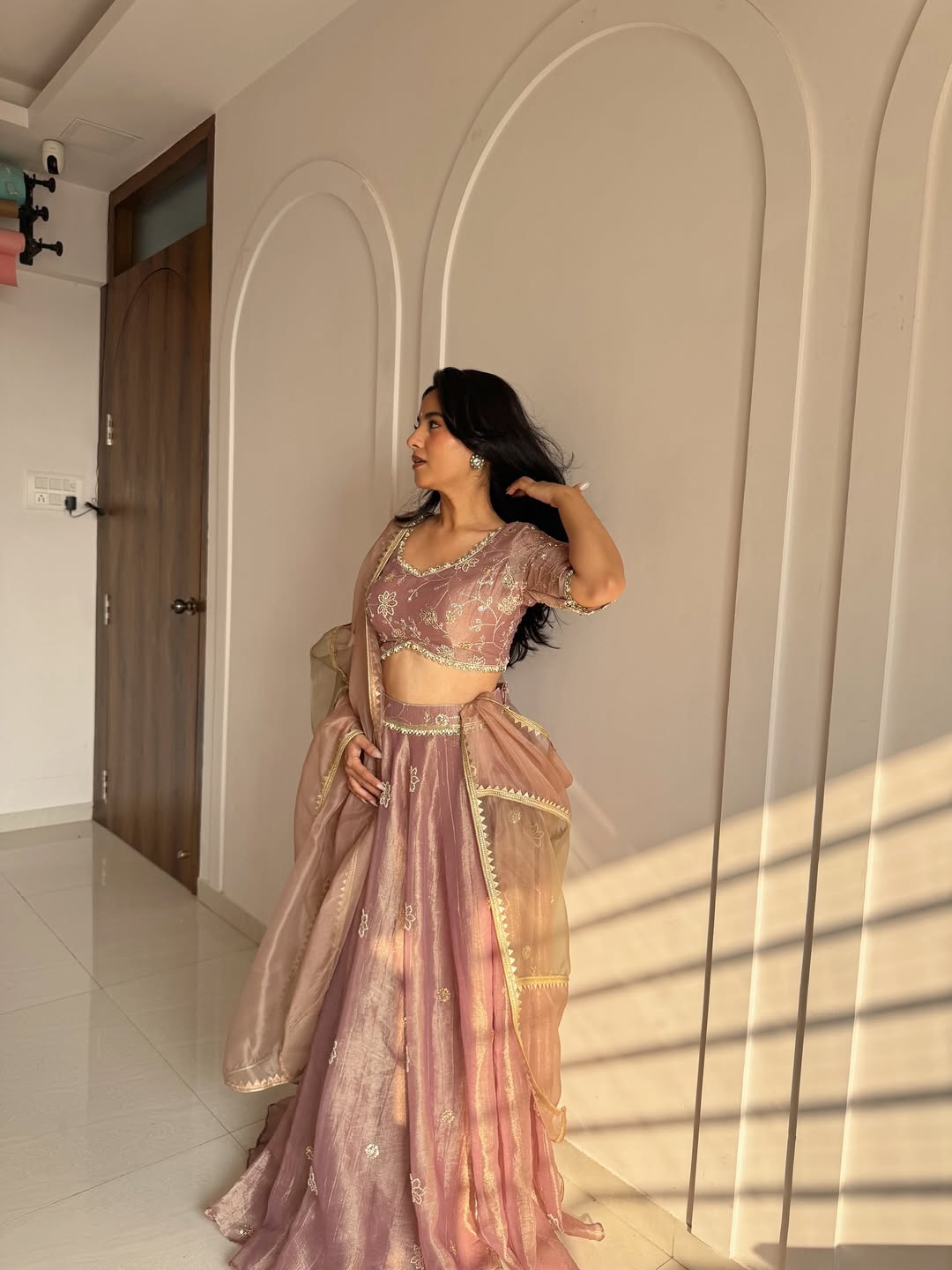 Dusty Rose Sheer Glow Lehenga Set