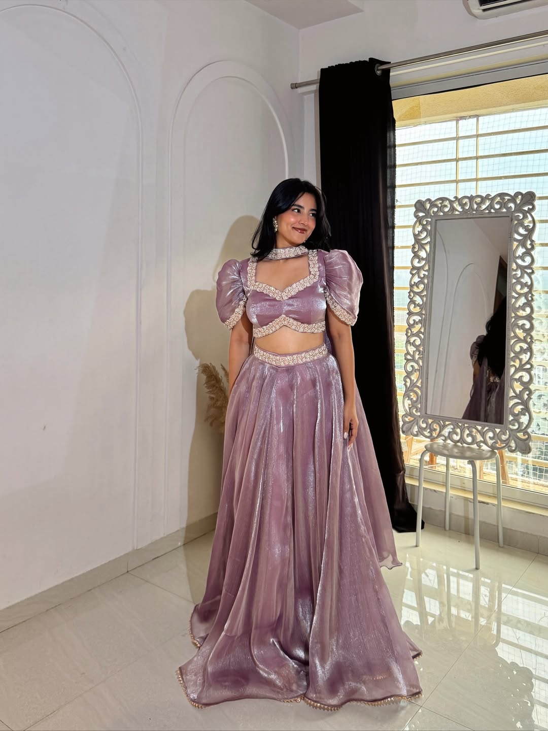 Metallic Lilac Lustre Lehenga