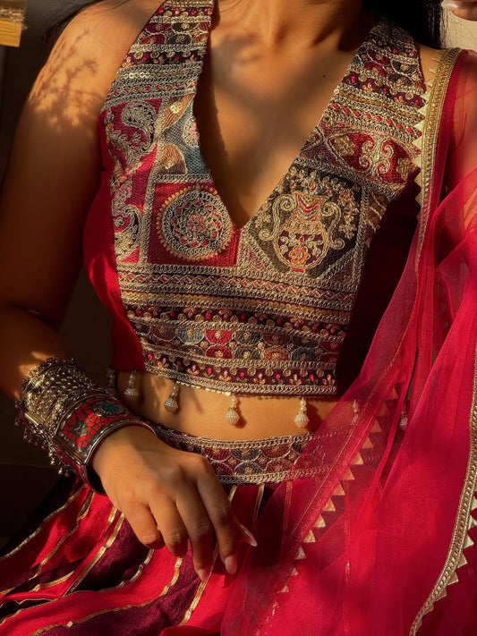 Ruby Heritage Mirror Lehenga